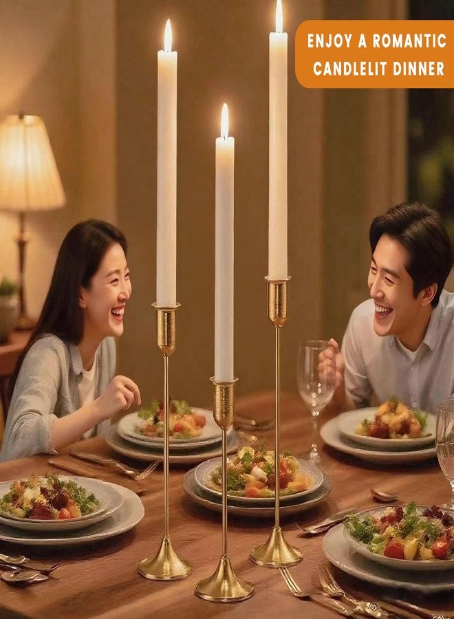 EAST FLAME Gold Taper Candle Holder - 3 PCS Candlestick Holders - Vintage Candle Stick Holders - Modern Decorative Centerpiece - Decorative Candlestick Holder for Home Decor, Wedding, Dinning, Party - Image 4